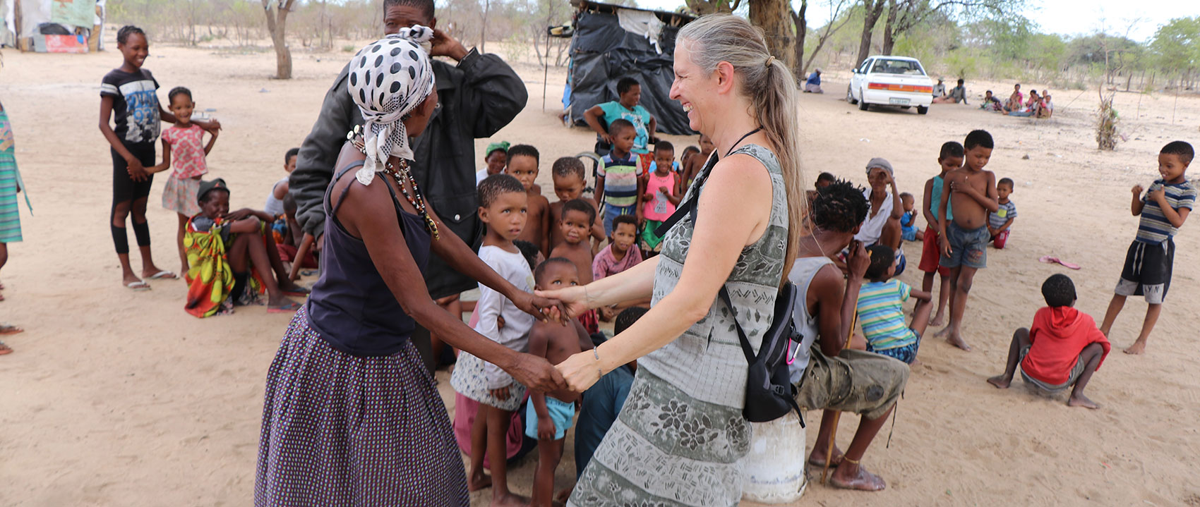 Miriam with Namibian community members