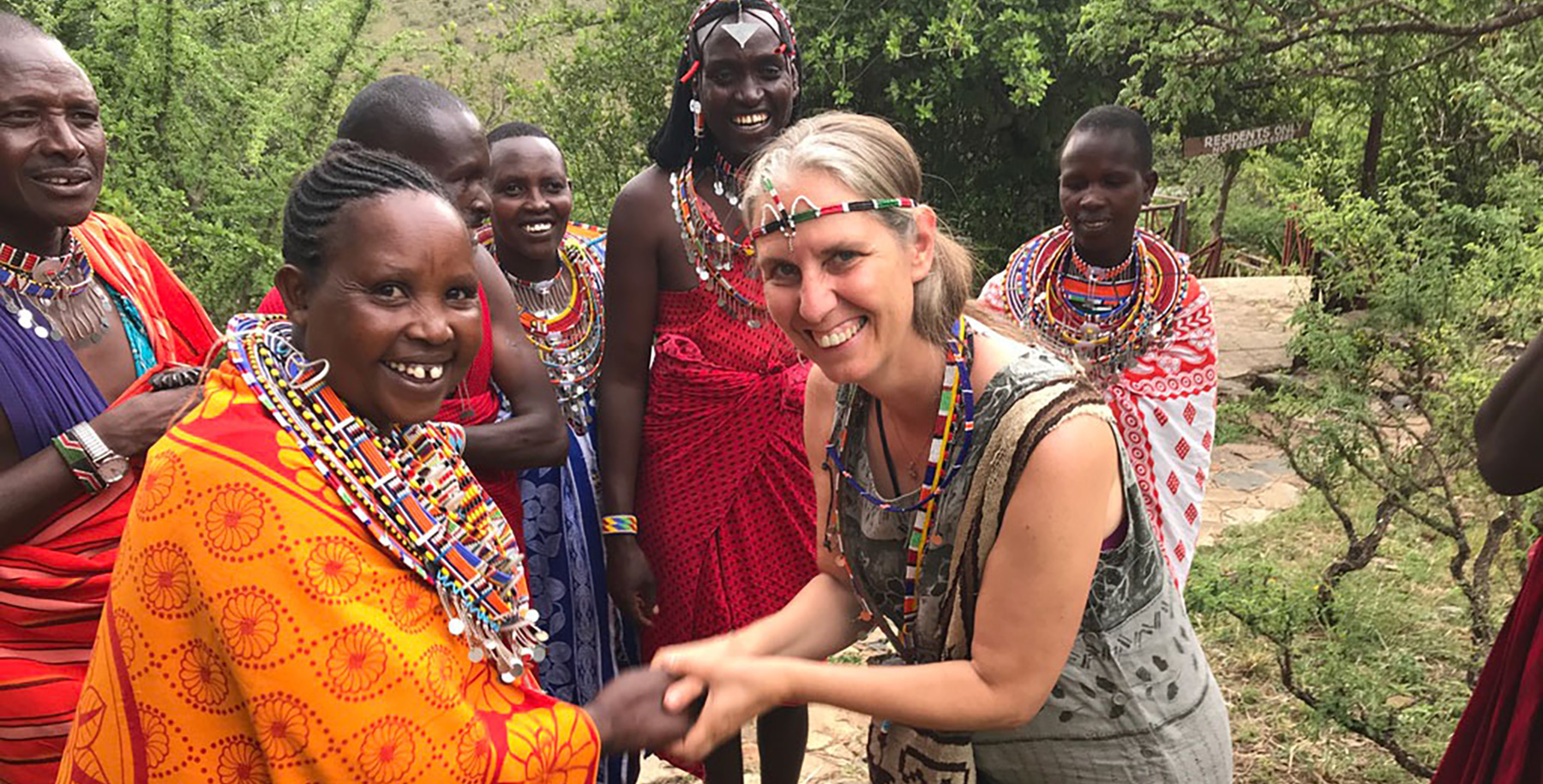 Miriam with Maasai people