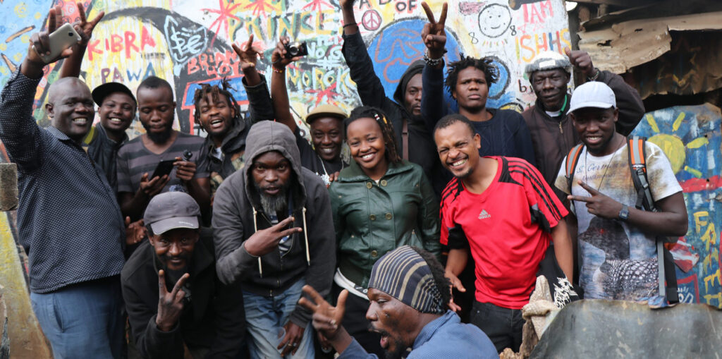 Members of Maasai Mbili Artist Collective in Kibera Kenya